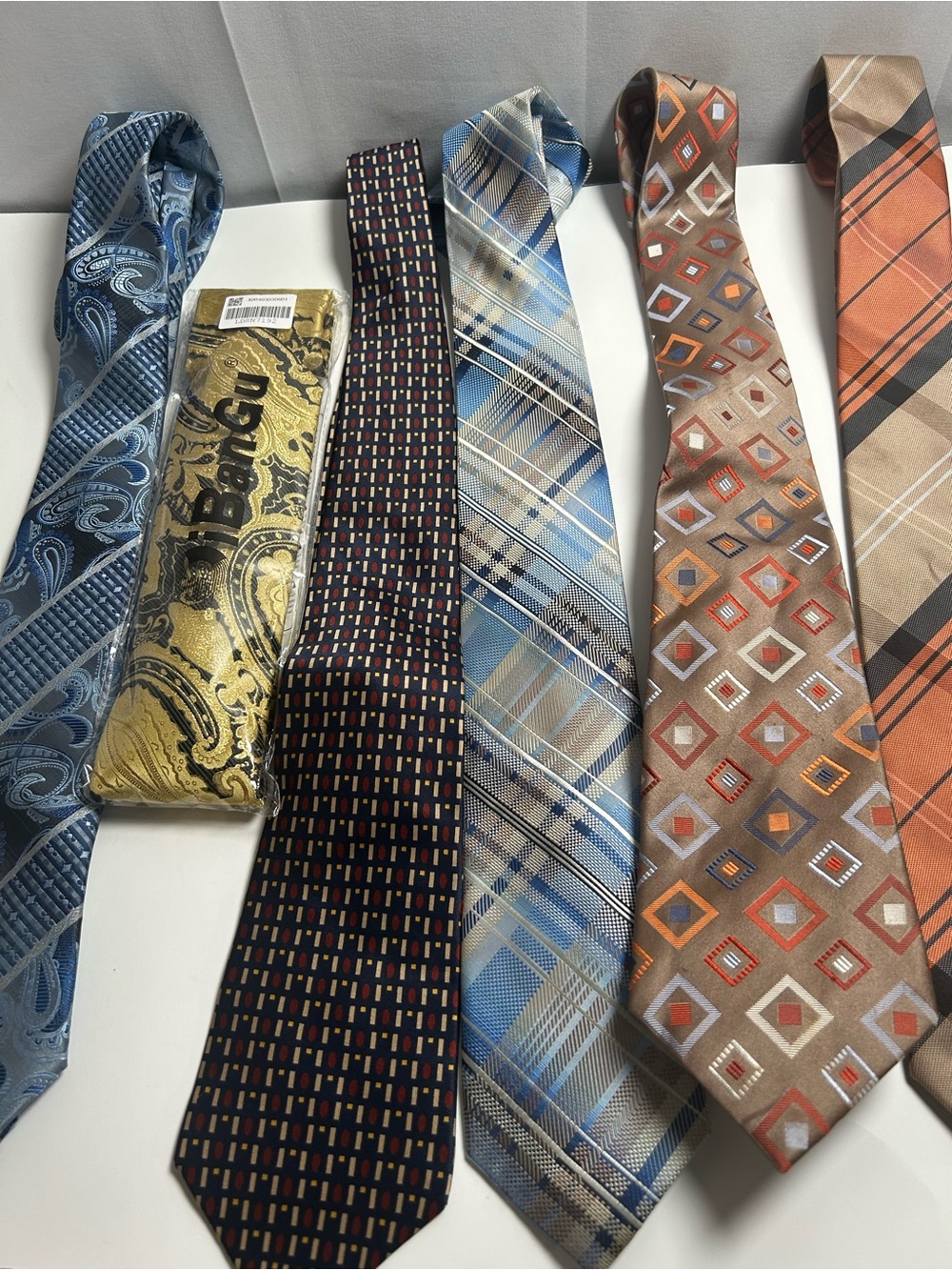 Assorted Men's Necktie Pack - Blue, Black, Tan, Orange, Brown 6ct. - Picture 2 of 13
